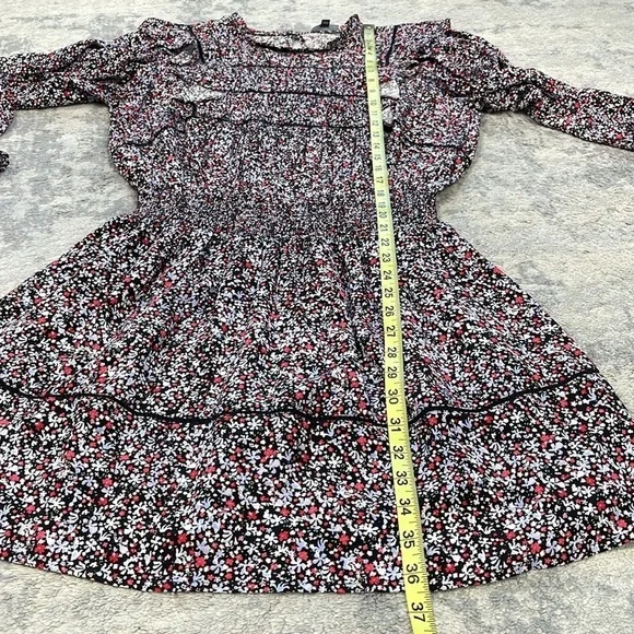 New Rails Faren Floral Ruffled Mini Dress Midnight Meadow Long Sleeve Smocked M - Picture 11 of 16